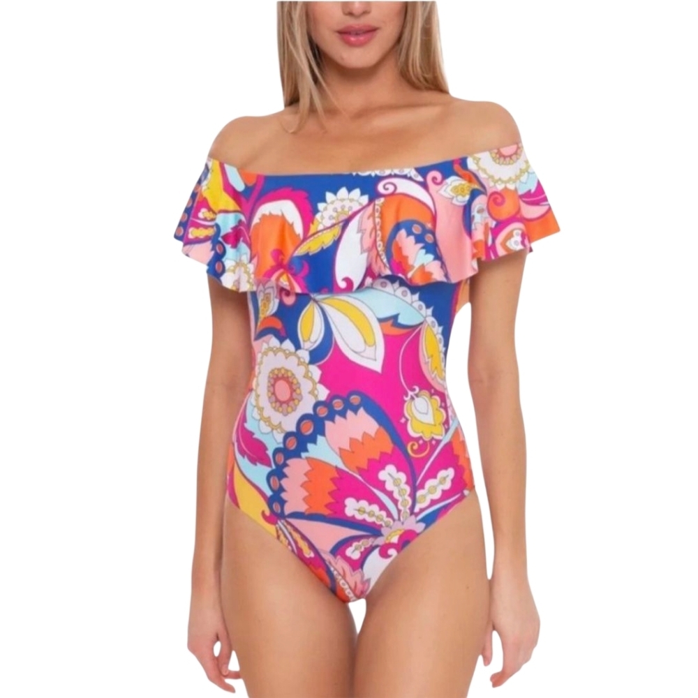 Trina Turk Sevilla One Piece Off Shoulder Ruffle - Picture 5 of 16